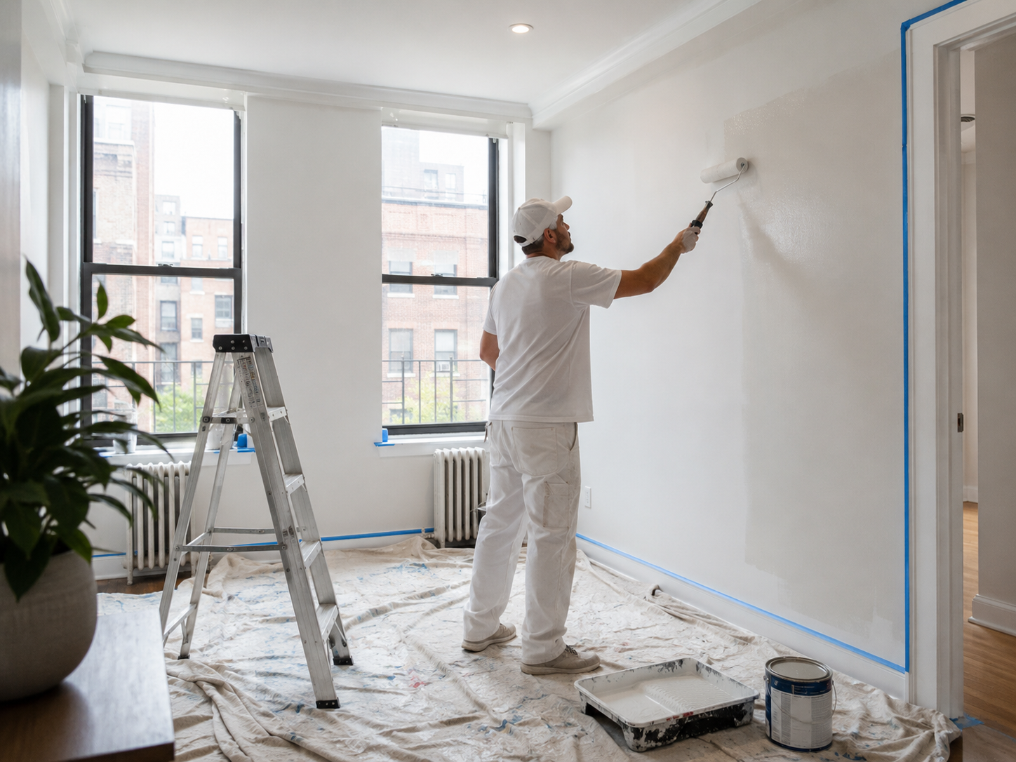 Room in the process of interior painting