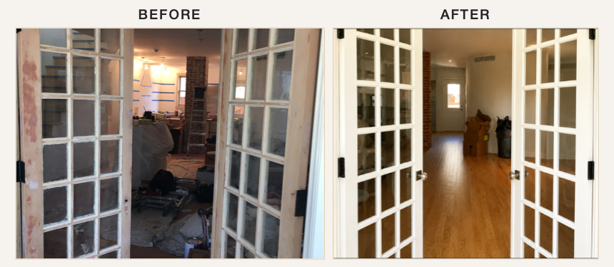 Before and after photographs for Interior Renovation - Rockaway Beach Residence.