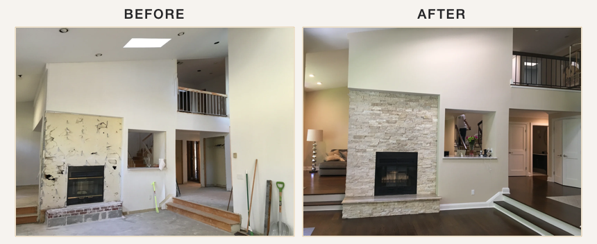 Before and after photographs for Interior Remodeling - Bayside - New York.