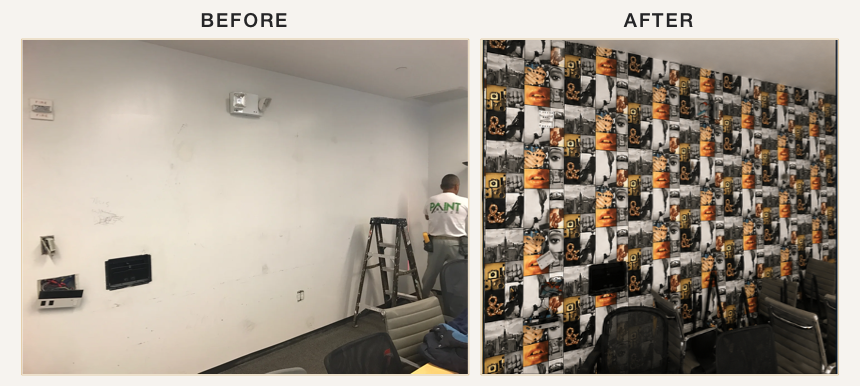 Before and after photographs for Wallpaper Installation NYC.
